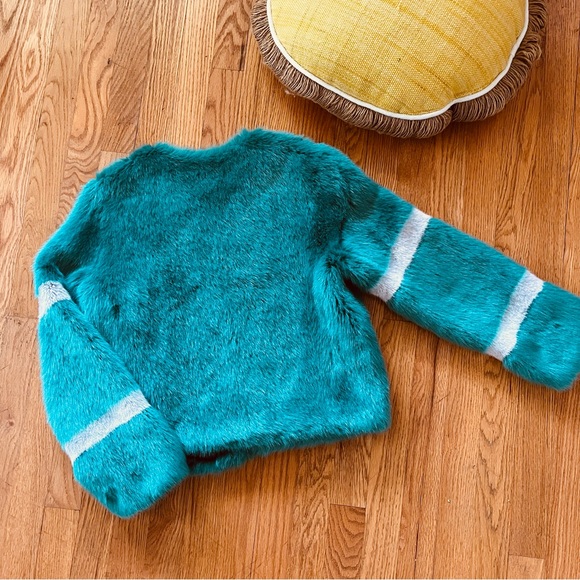 Anthropologie Turquoise Faux Fur Coat - Picture 7 of 9